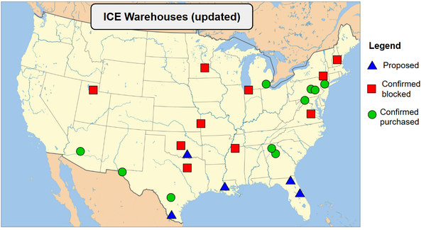 ICE warehouses update: 10 purchased, 10 blocked